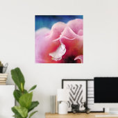 ピンクのローズマクロ抽象芸術の露 ポスター (ホームオフィス)