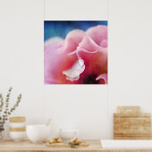 ピンクのローズマクロ抽象芸術の露 ポスター (キッチン)