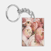 ピンクのローズママ写真キーチェーン キーホルダー (正面左)