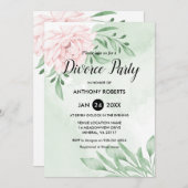 ピンクのローズユーカリの葉の離婚パーティー 招待状 (正面/裏面)