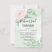 ピンクのローズユーカリ多肉性リハーサルディナー 招待状 (正面)