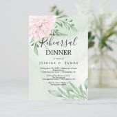 ピンクのローズユーカリ多肉性リハーサルディナー 招待状 (スタンド正面)