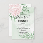 ピンクのローズユーカリ多肉性リハーサルディナー 招待状 (正面/裏面)