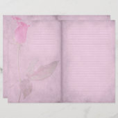 ピンクのローズライニングされたジャーナルのスクラップブック紙 (正面/裏面)