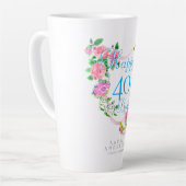 ピンクのローズリボン 40歳の誕生日 カフェラテマグ (左アングル)