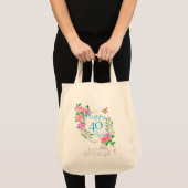 ピンクのローズリボン 40歳の誕生日 トートバッグ (正面(商品))