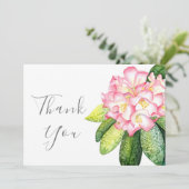 'ピンクのローズ'水色 サンキューカード (スタンド正面)