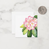 'ピンクのローズ'水色 ノートカード (正面/裏面インサイチュ)