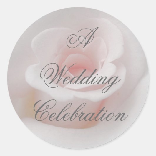ピンクのローズ結婚のお祝い ラウンドシール (正面)