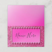 ピンクのローズ結婚グリッター プレイスカード (外部開封)