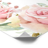 ピンクのローズ結婚フレームの歓迎サイン ポスター (角)