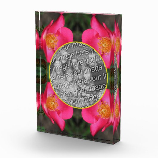 ピンクのローズ花びらフレーム独自の作成 フォトブロック (右)