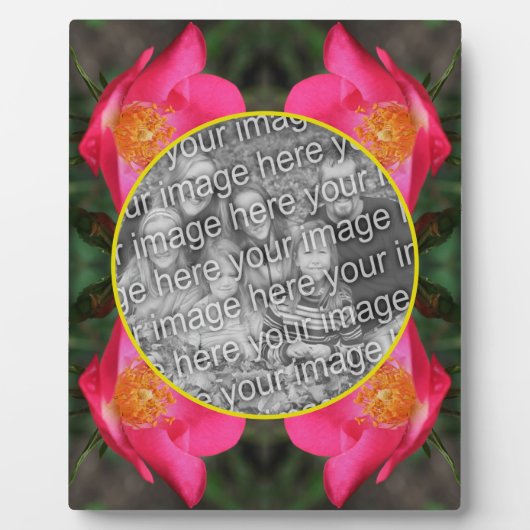 ピンクのローズ花びら自分の写真を作成 フォトプラーク (正面)