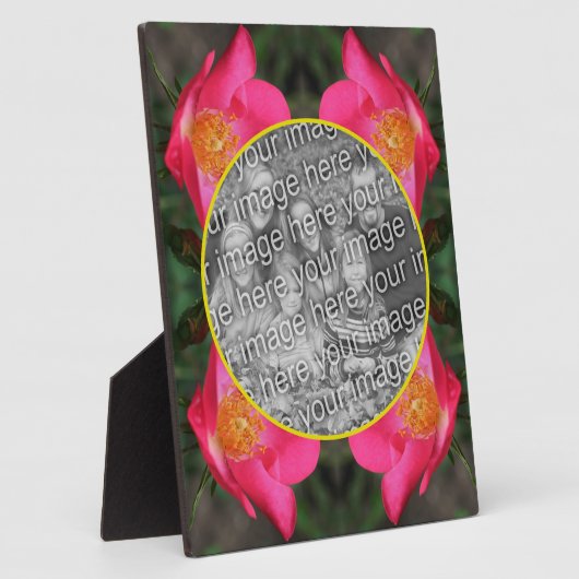 ピンクのローズ花びら自分の写真を作成 フォトプラーク (側面)