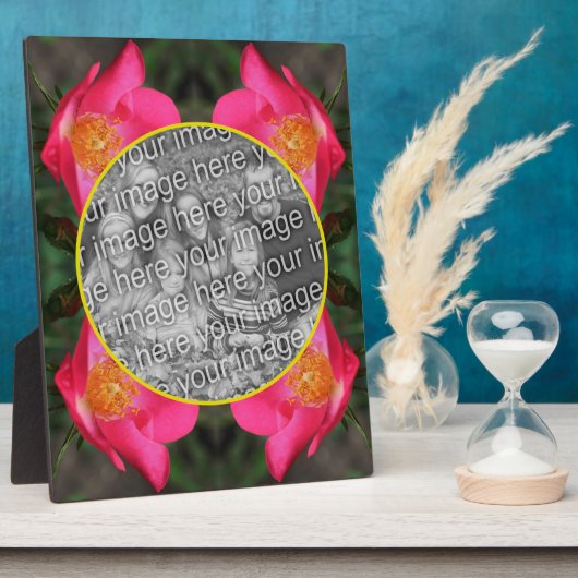ピンクのローズ花びら自分の写真を作成 フォトプラーク (側面)