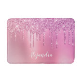 ピンクのローズ金ゴールドと紫のグリッターの滴 バスマット (正面)