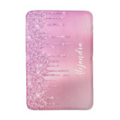 ピンクのローズ金ゴールドと紫のグリッターの滴 バスマット (正面縦)