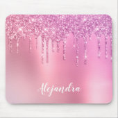 ピンクのローズ金ゴールドと紫のグリッターの滴 マウスパッド (正面)
