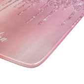 ピンクのローズ金ゴールドと銅のグリッター滴 カッティングボード (角)