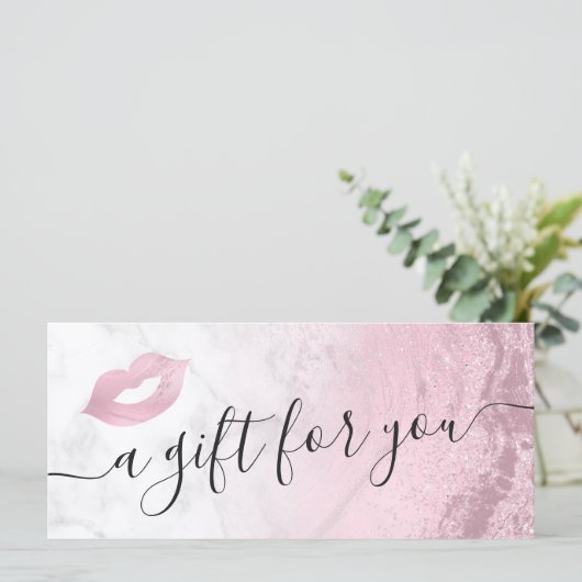 ピンクのローズ金ゴールドグリッター唇の大理石メイクアップアーティスト (スタンド正面)