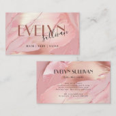 ピンクのローズ金ゴールドブラシストロークの名刺 名刺 (正面/裏面)