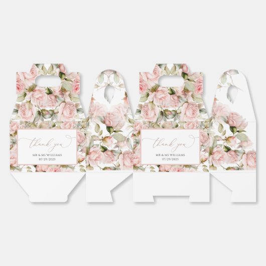 ピンクのローズ&グ離れリネリーズ結婚ズ フェイバーボックス (見開き)