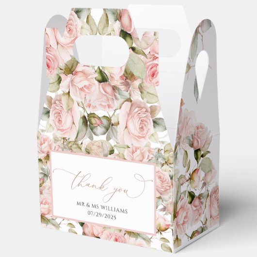 ピンクのローズ&グ離れリネリーズ結婚ズ フェイバーボックス (見開き)