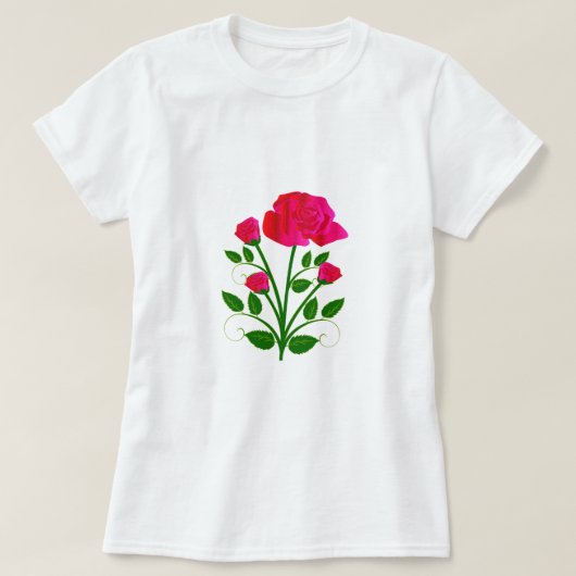 ピンクのローズTシャツ Tシャツ (デザイン正面)