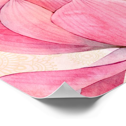 ピンクのロータス結婚インディアンの歓迎サイン ポスター (角)