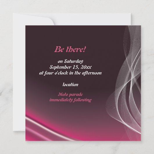 ピンクのロードバイク結婚バイクもしくは自転車に乗る人 招待状 (裏面)