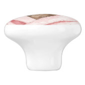 ピンクのローブの水色のフワフワのテリア セラミックノブ (側面)