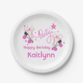 ピンクのローラースケートの誕生会 ペーパープレート (正面)