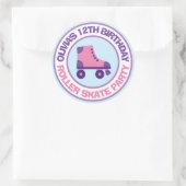 ピンクのローラースケート女の子のための誕生日パーティーのシール ラウンドシール (バッグ)