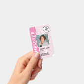 ピンクのロ企業のゴ従業員フォトバッジ バッジ (手持ち)