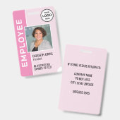 ピンクのロ企業のゴ従業員フォトバッジ バッジ (正面＆裏面)