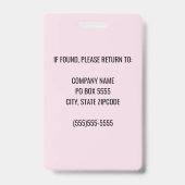 ピンクのロ企業のゴ従業員フォトバッジ バッジ (裏面)