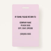 ピンクのロ企業のゴ従業員フォトバッジ バッジ (裏面)