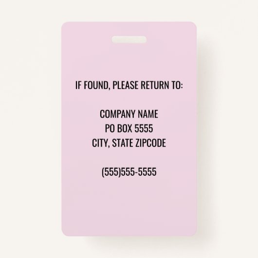 ピンクのロ企業のゴ従業員フォトバッジ バッジ (裏面)