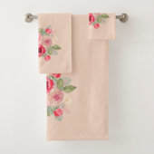 ピンクのロ絵を描スの花束 バスタオルセット (インサイチュ)