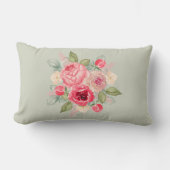 ピンクのロ絵を描スの花束 ランバークッション (正面)
