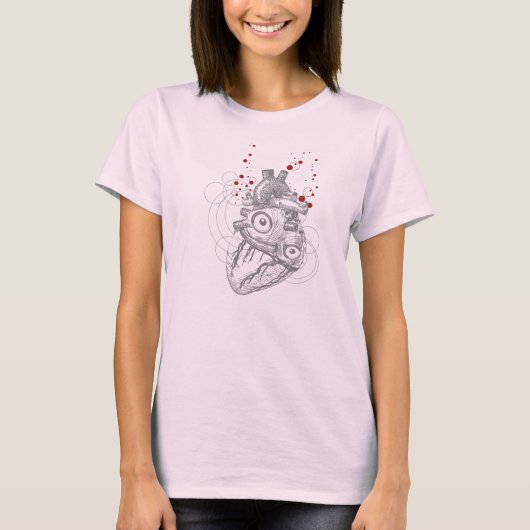 ピンクのワイシャツの心拍 Tシャツ (正面)