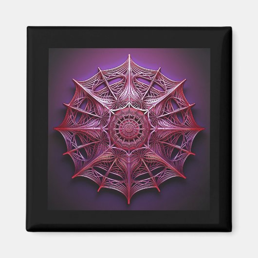 ピンクのワイヤフレームマンデルブロー マグネット (正面)