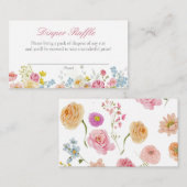 ピンクのワイルドフラワーおむつくじチケット エンクロージャーカード (正面/裏面)