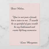 ピンクのワイルドフラワーのブライズメイド 箔招待状 (裏面)