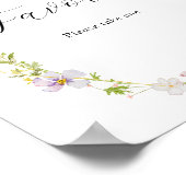 ピンクのワイルドフラワーの弓の好意サイン ポスター (角)