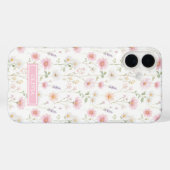 ピンクのワイルドフラワーの水彩モノグラム Case-Mate iPhoneケース (裏面 (横))