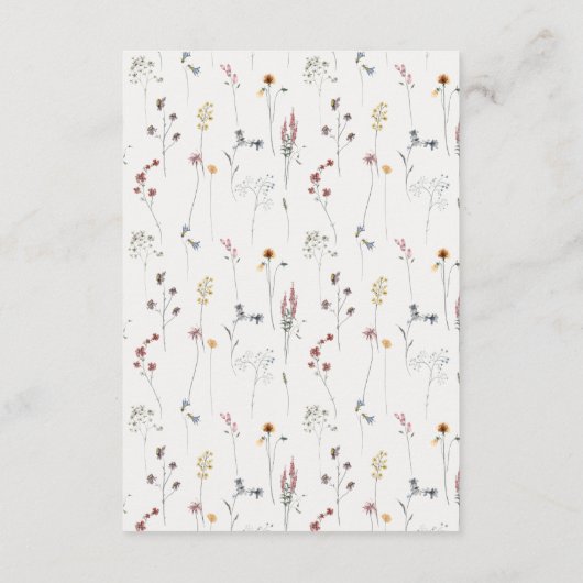 ピンクのワイルドフラワーの水彩結婚の詳細 エンクロージャーカード (裏面)