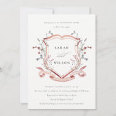 ピンクのワイルドフラワーの水色のクレスト後の朝 招待状 (正面)