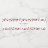 ピンクのワイルドフラワーの水色ベビーシャワーラベル – Du ペットボトルラベル (シングルラベル)