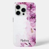 ピンクのワイルドフラワーの水色（名前） Case-Mate iPhoneケース (裏面)